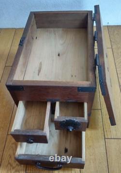 Antique Japanese Wood SUZURIBAKO KOHIKIDASHI TANSU CHEST W12.6×D8.3×H9.1 From JP