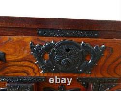Antique Japanese Wood TANSU Chest Brown Rare Maintained From Japan FedEx DHL