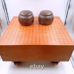 Antique Japanese Wooden Go-board IGO Goban Go Stone&Lacquer Bowl Case from Japan