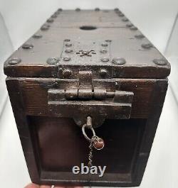 Antique Japanese Zenibako Money Box From The Meiji Period With Iron Lock/Key