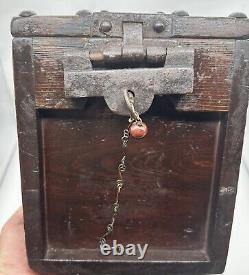 Antique Japanese Zenibako Money Box From The Meiji Period With Iron Lock/Key