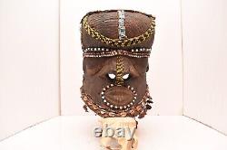 Antique Kuba Bwoom Mwaash Tribal Helmet Mask from the DRC Congo VTG