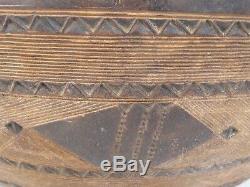 Antique Large 17 1/2 Wood Bowl from West Africa with Incised Designs