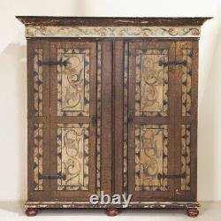 Antique Large Break Down Armoire Shrunk From Germany with Original Polychrome