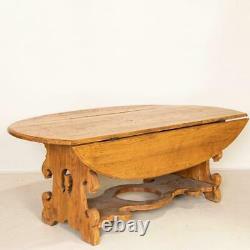 Antique Large Drop Leaf Dining Table With Carved Base From Germany