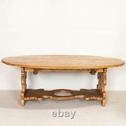 Antique Large Drop Leaf Dining Table With Carved Base From Germany