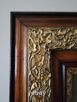 Antique Large Wooden Frame with Gold Trim from 1884