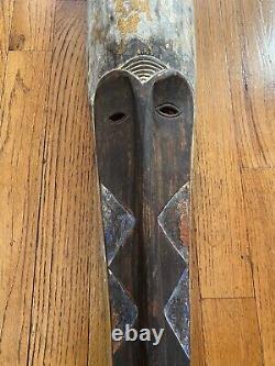 Antique Long Fang Tribe Mask 49 Tall, painted from Gabon, Wood