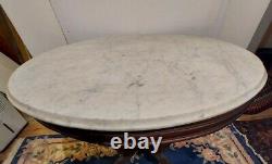 Antique Mahogany Marble Top Table. Maker Signed From Virginia