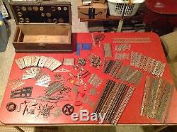 Antique Meccano Erector Set From 1910's with Original Wood Box Over 200 Pieces