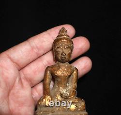 Antique Mounted Seated Wood Buddha Figure from Thailand