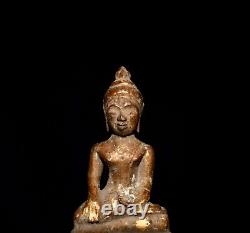 Antique Mounted Seated Wood Buddha Figure from Thailand