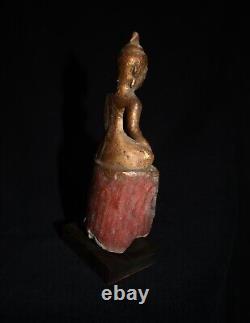 Antique Mounted Seated Wood Buddha Figure from Thailand