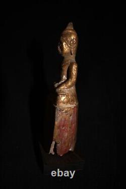 Antique Mounted Seated Wood Buddha Figure from Thailand