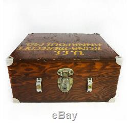 Antique Oak Nautical Machinist Box Chest from the U. S. S Reina Mercedes Ship