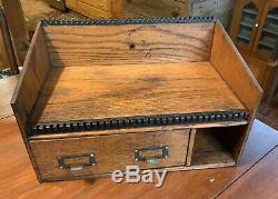 Antique Oak Wall Mounted File Cabinet Desk from Train Station or Country Store