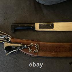 Antique Old Machete with Leather Sheath From El Salvador