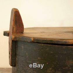 Antique Original Black Painted Bent Wood Box from Sweden