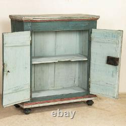 Antique Original Blue Painted Sideboard Cabinet from Sweden