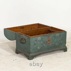 Antique Original Blue Painted Small Trunk dated 1788 from Sweden