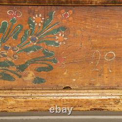 Antique Original Painted Long Bench With Storage from Romania