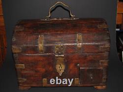 Antique & Original Wood With Brass Ware Merchant Cash Box From India