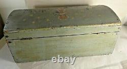Antique Primitive Painted Domed Top Dolls Trunk & Contents from Vermont Estate