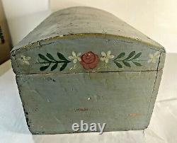 Antique Primitive Painted Domed Top Dolls Trunk & Contents from Vermont Estate