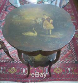 Antique Round Hand Painted side Table from 1800's