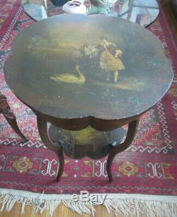 Antique Round Hand Painted side Table from 1800's