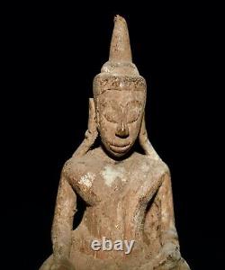 Antique Seated Primitive Wood Buddha Figure from Thailand / Southeast Asia