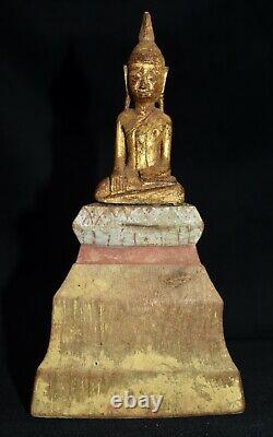 Antique Seated Wood Buddha Figure from Thailand / Southeast Asia