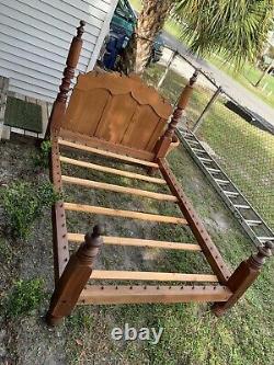 Antique Solid rope bed from 1800's, full size. Modified to use with mattress
