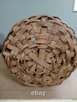 Antique Southern Woven Split Oak Gathering/Berry Basket Bent Wood Handle