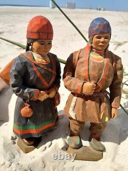 Antique Swedish Handcarved Famili from Lapland Torborg LINDBERG wood carving