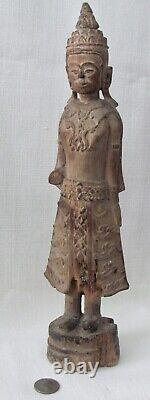 Antique Thai Standing Wood Buddha Figure from Chiang Mai (Southeast Asia)