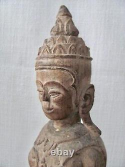 Antique Thai Standing Wood Buddha Figure from Chiang Mai (Southeast Asia)