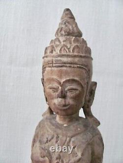 Antique Thai Standing Wood Buddha Figure from Chiang Mai (Southeast Asia)