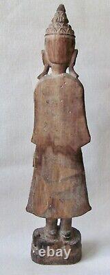 Antique Thai Standing Wood Buddha Figure from Chiang Mai (Southeast Asia)