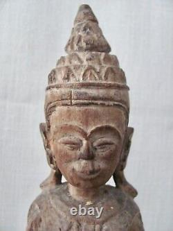 Antique Thai Standing Wood Buddha Figure from Chiang Mai (Southeast Asia)