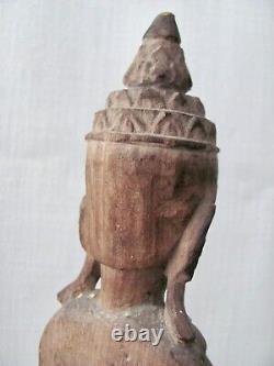 Antique Thai Standing Wood Buddha Figure from Chiang Mai (Southeast Asia)