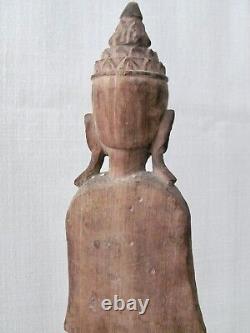 Antique Thai Standing Wood Buddha Figure from Chiang Mai (Southeast Asia)