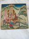 Antique Tibetan Buddhist Hand Painted Wood Panel From A Cabinet