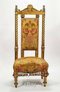 Antique Upholstered Gilded Prayer Chair From Cz Winston Guest Estate