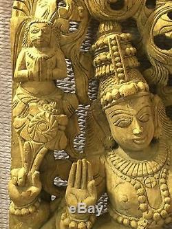 Antique/Vintage Carved Wood Vishnu From Temple