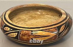 Antique Wood Bowl From Italy Hand Painted 1800's 6