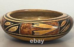 Antique Wood Bowl From Italy Hand Painted 1800's 6