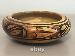 Antique Wood Bowl From Italy Hand Painted 1800's 6