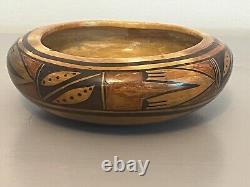 Antique Wood Bowl From Italy Hand Painted 1800's 6