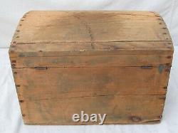 Antique Wood Domed Trunk made from a Shipping Crate for Matches Wall Paper Lined